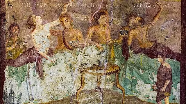 events 640px wall painting  banquet scene in triclinium  pompeii v 2 4  napoli man 120031 